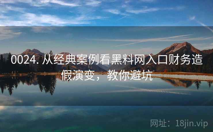 0024. 从经典案例看黑料网入口财务造假演变,教你避坑 0024. 从经典案例看黑料网入口财务造假演变,教你避坑